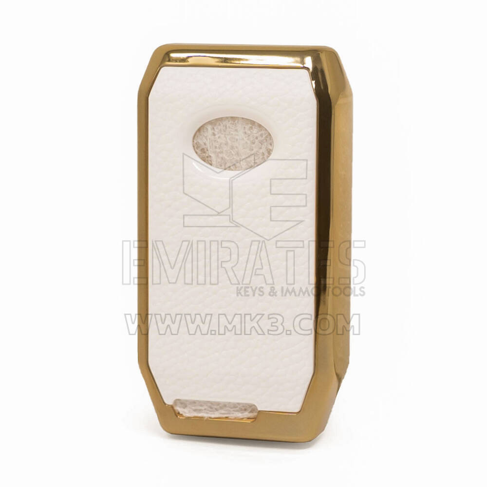 Housse en cuir Nano doré pour clé télécommande BYD 4B blanc BYD-C13J | MK3