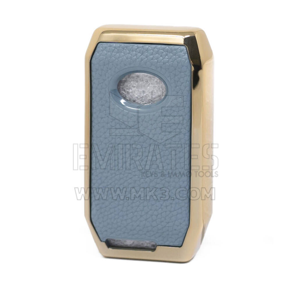 Кожаный чехол с нано-золотым покрытием для дистанционного ключа BYD 4B, серый BYD-C13J | МК3