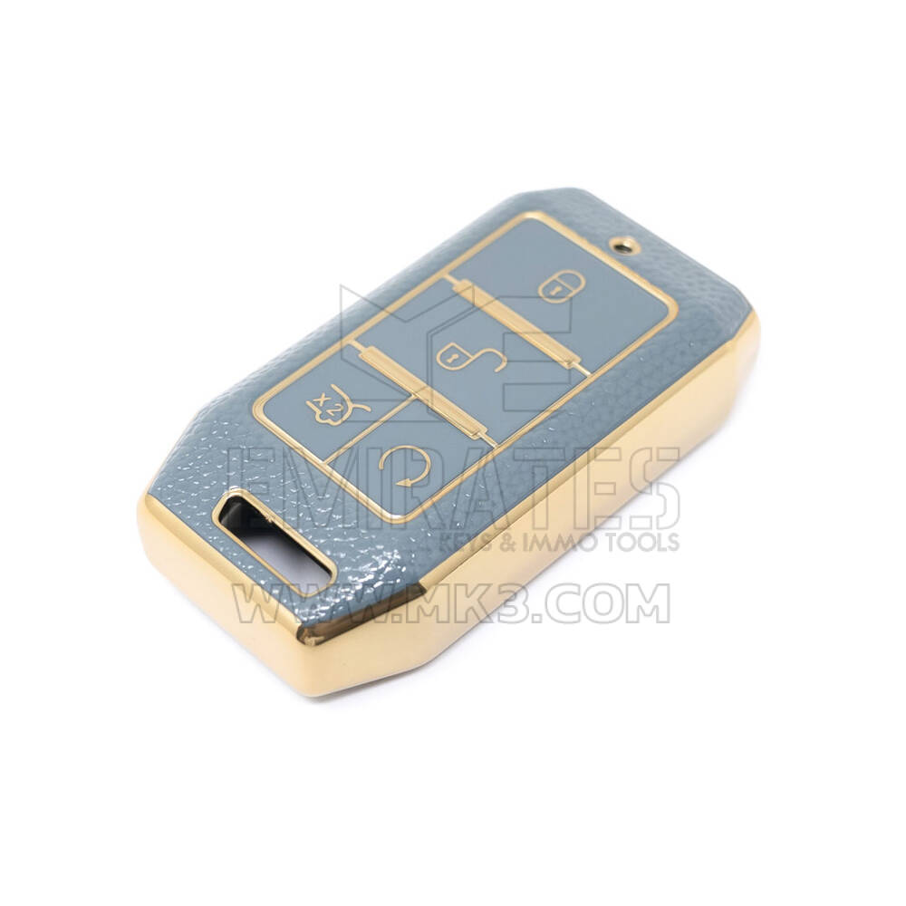 Novo aftermarket nano capa de couro dourado de alta qualidade para chave remota byd 4 botões cor cinza BYD-C13J | Chaves dos Emirados