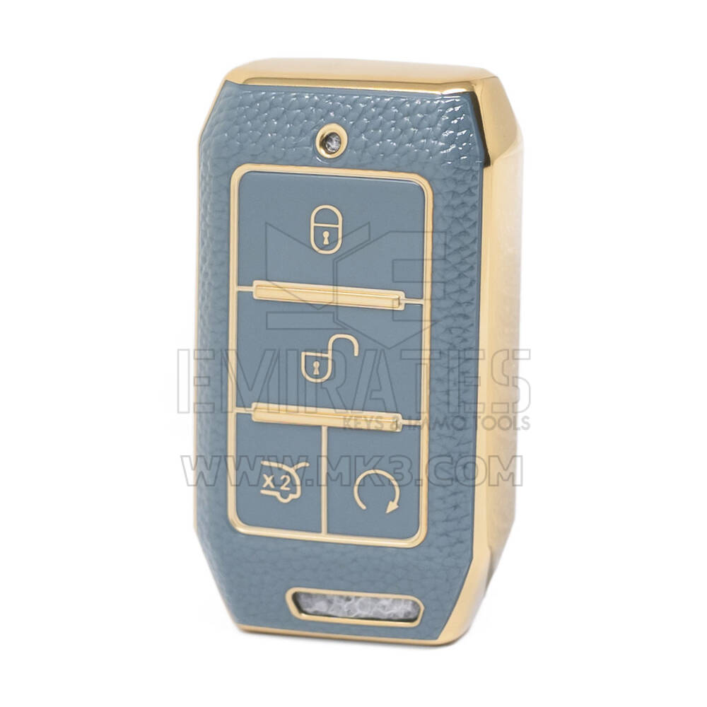 Nano High Quality Gold Leather Cover For BYD Remote Key 4 Buttons Gray Color BYD-C13J