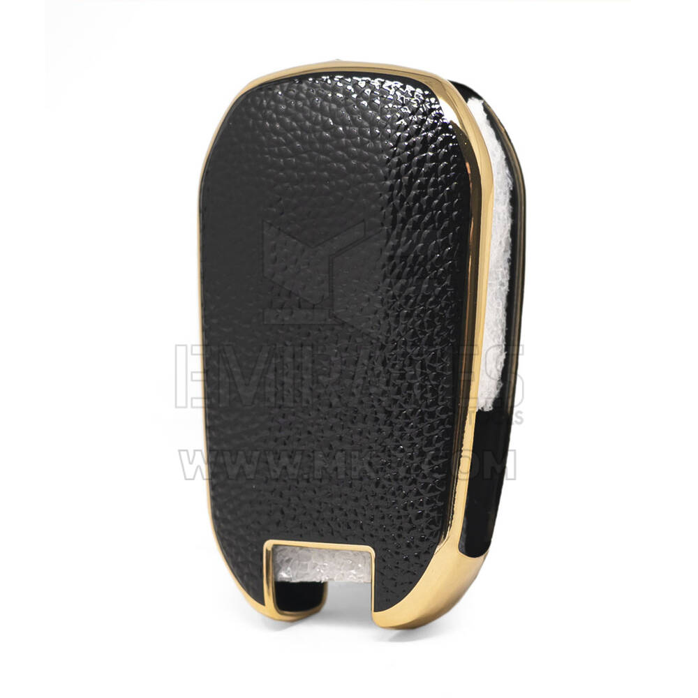 Capa de couro nano dourada Peugeot Flip Key 3B preta PG-C13J | MK3