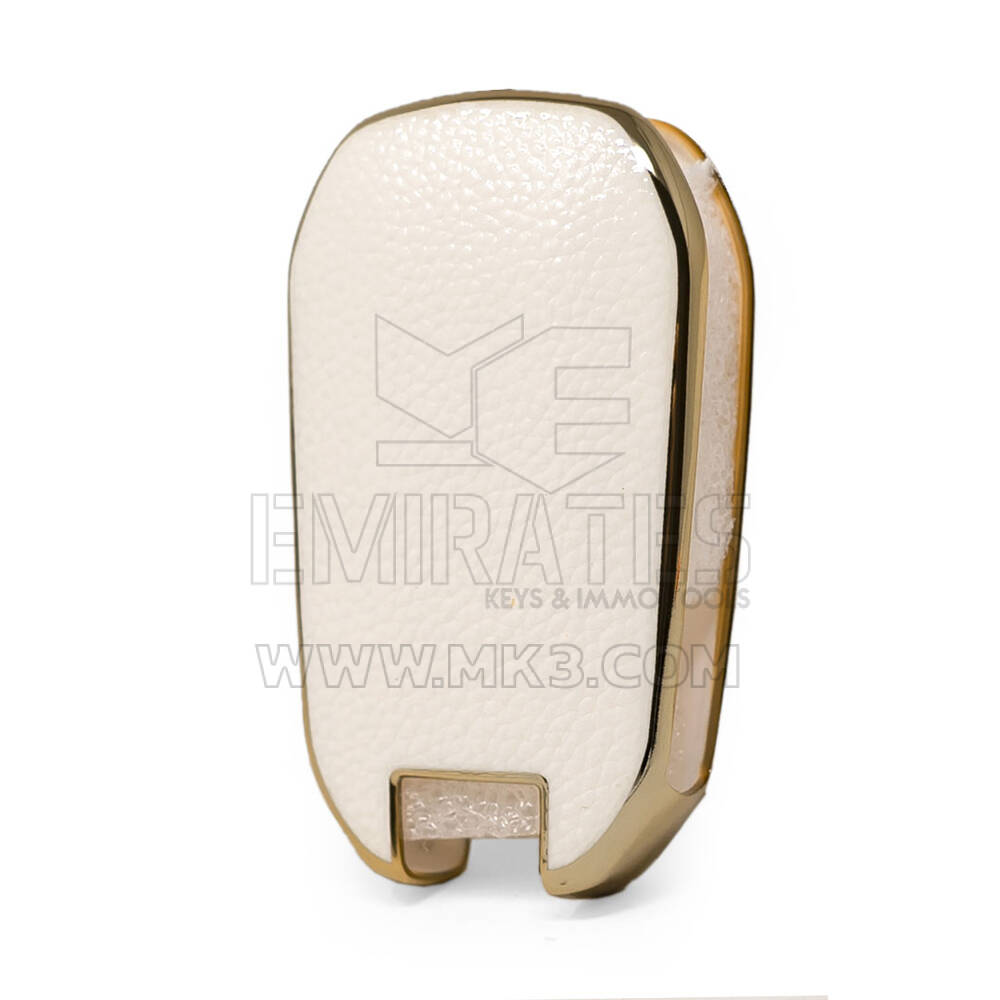 Nano Altın Deri Kılıf Peugeot Çevirme Anahtarı 3B Beyaz PG-C13J | MK3