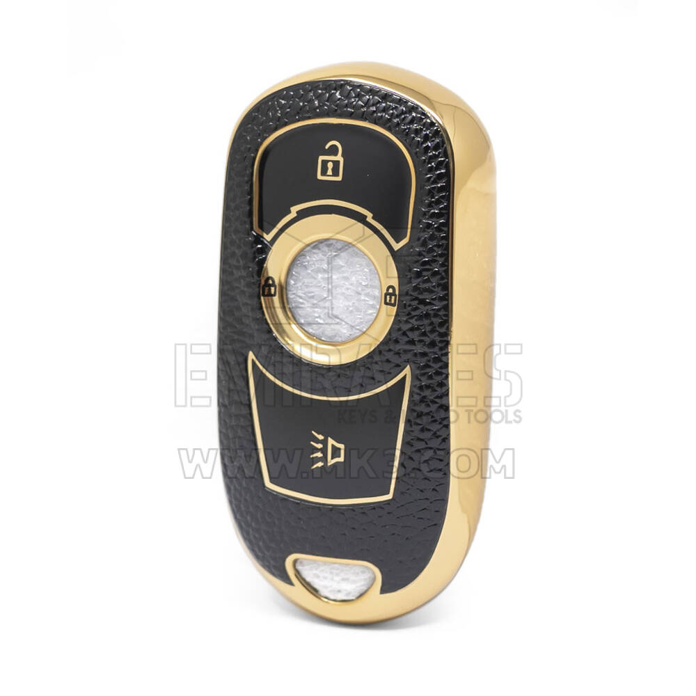 Nano High Quality Gold Leather Cover For Buick Remote Key 3 Buttons Black Color BK-A13J4