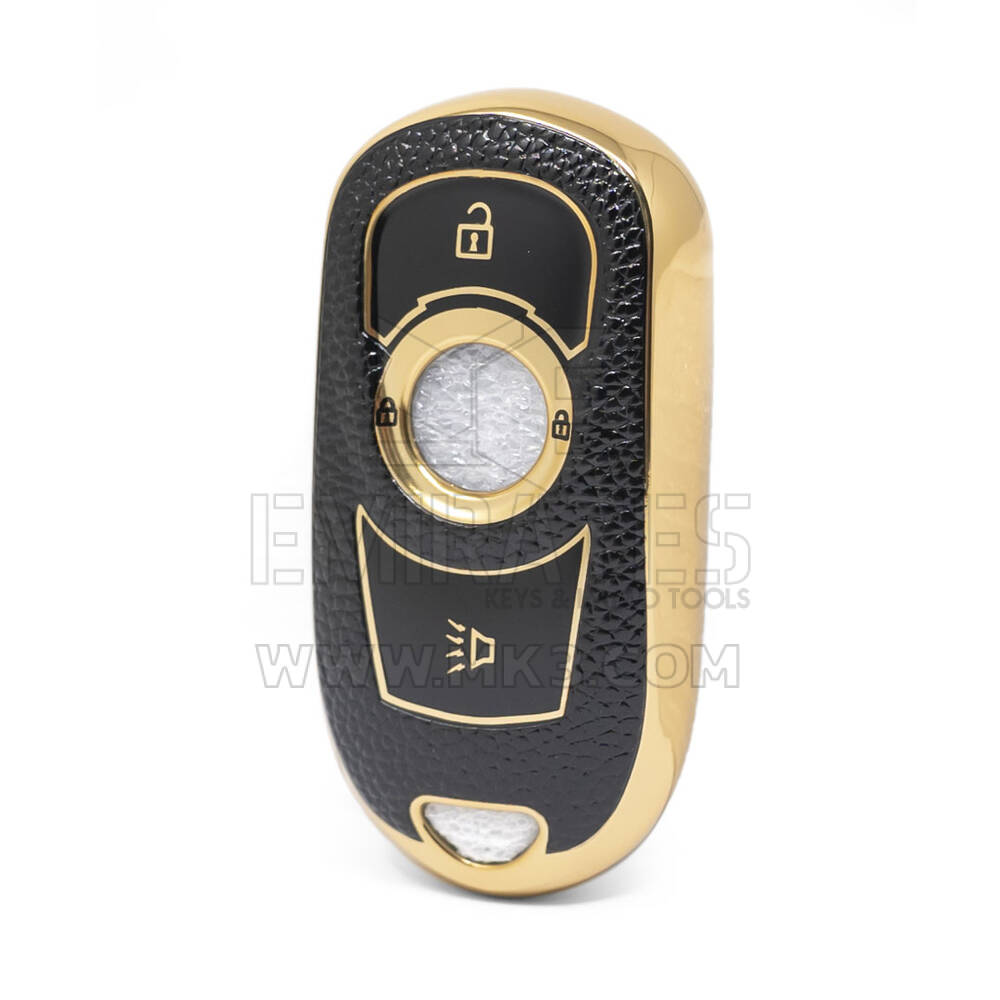 Nano Funda de cuero dorado de alta calidad para llave remota Buick, 3 botones, Color negro, BK-A13J4