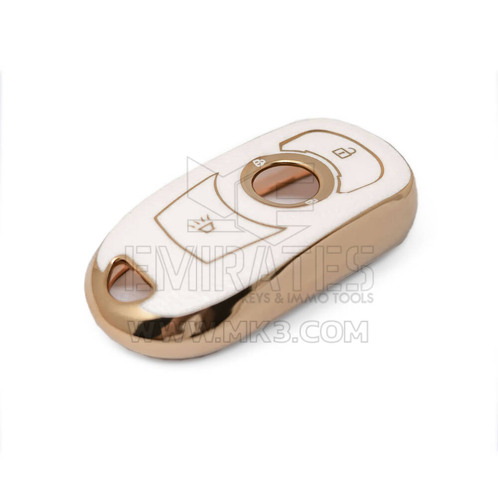 Novo aftermarket nano capa de couro dourado de alta qualidade para chave remota buick 3 botões cor branca BK-A13J4 Chaves dos Emirados
