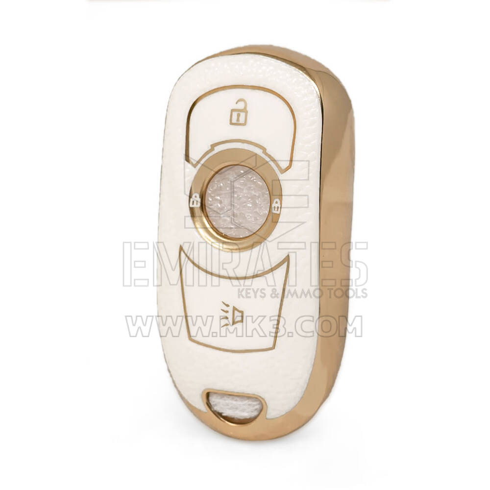 Cover in pelle dorata Nano di alta qualità per chiave remota Buick 3 pulsanti colore bianco BK-A13J4