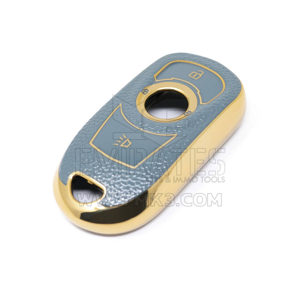 Novo aftermarket nano capa de couro dourado de alta qualidade para chave remota buick 3 botões cor cinza BK-A13J4 Chaves dos Emirados