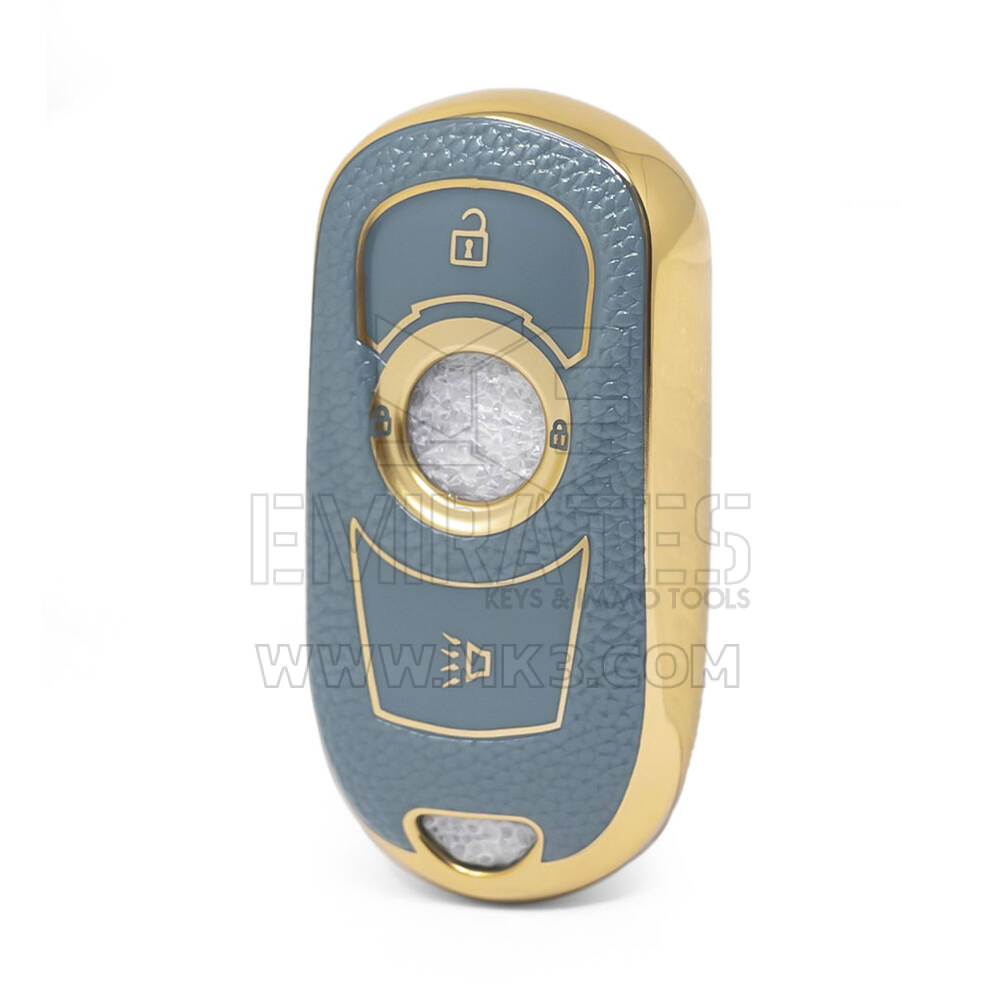 Нано-высококачественный золотой кожаный чехол для дистанционного ключа Buick с 3 кнопками серого цвета BK-A13J4