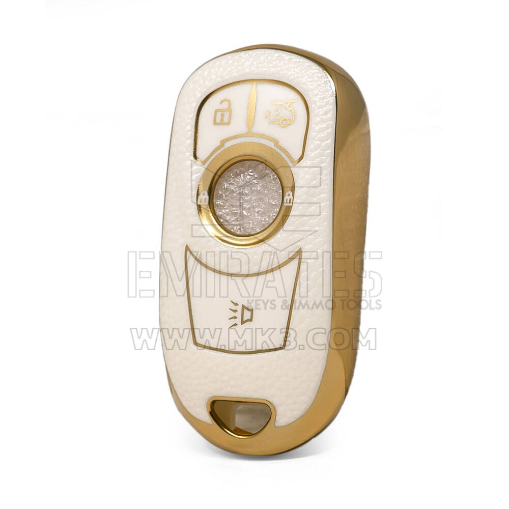 Nano High Quality Gold Leather Cover For Buick Remote Key 4 Buttons White Color BK-A13J5