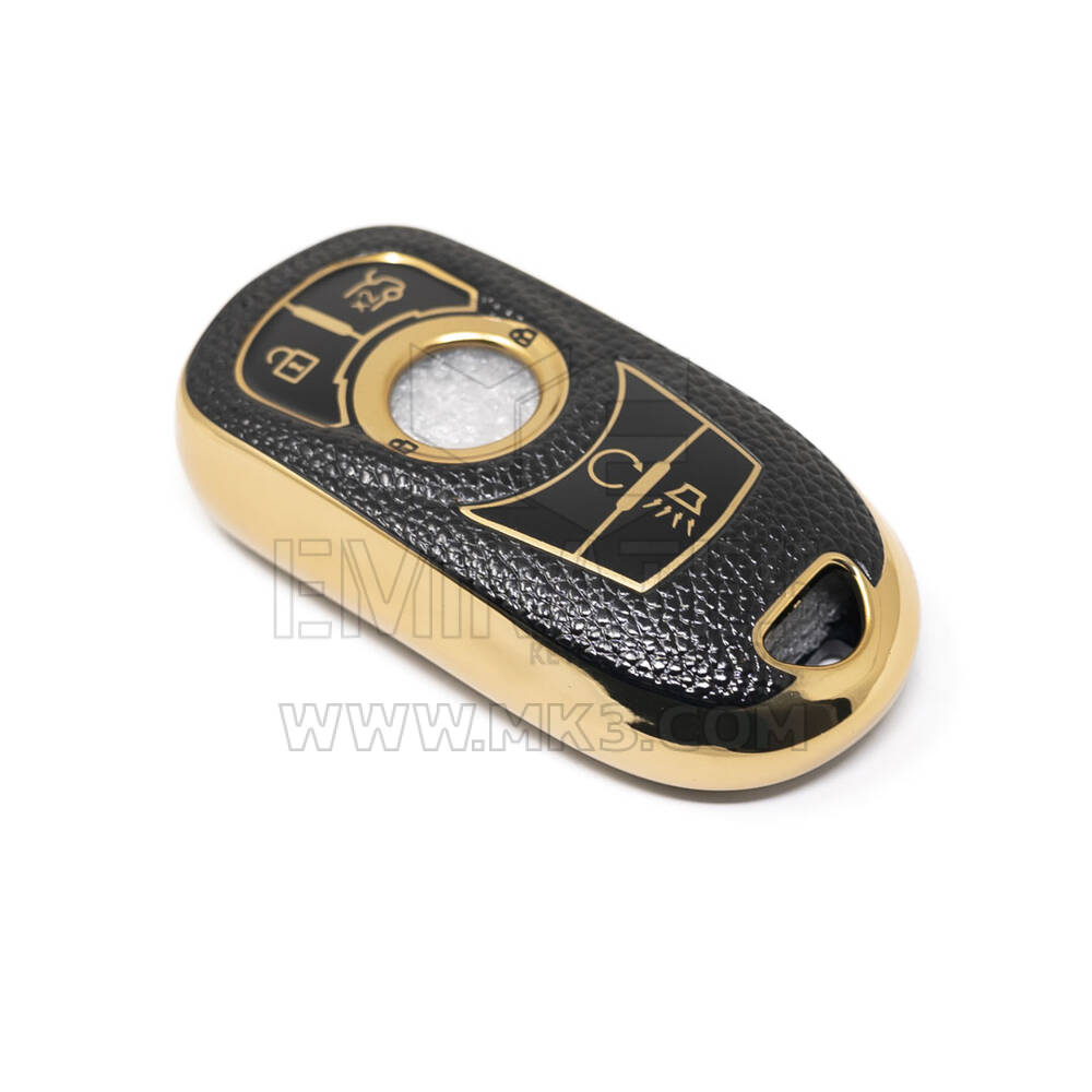 جديد ما بعد البيع نانو عالية الجودة غطاء جلد ذهبي لمفتاح بويك البعيد 5 أزرار اللون الأسود BK-A13J6 | مفاتيح الإمارات