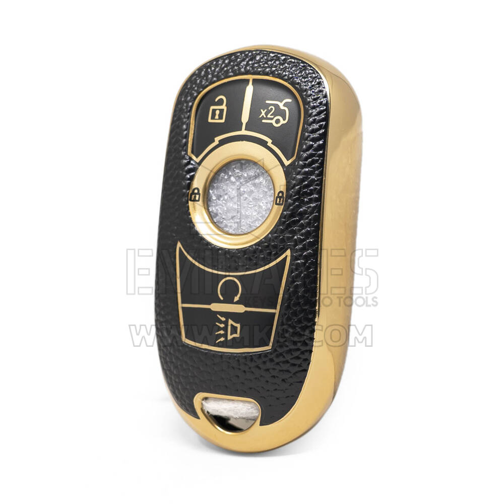 Nano High Quality Gold Leather Cover For Buick Remote Key 5 Buttons Black Color BK-A13J6