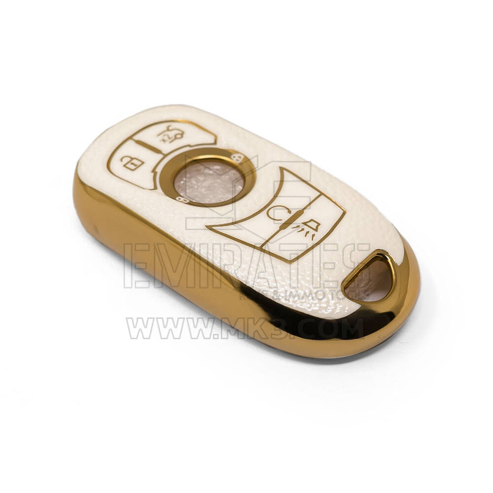 Novo aftermarket nano capa de couro dourado de alta qualidade para chave remota buick 5 botões cor branca BK-A13J6 Chaves dos Emirados
