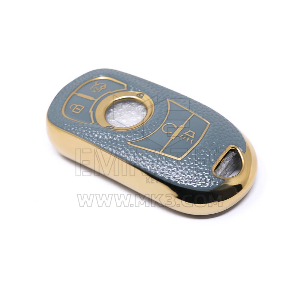 Nueva cubierta de cuero dorado Nano de alta calidad para llave remota Buick, 5 botones, Color gris, BK-A13J6 | Cayos de los Emiratos