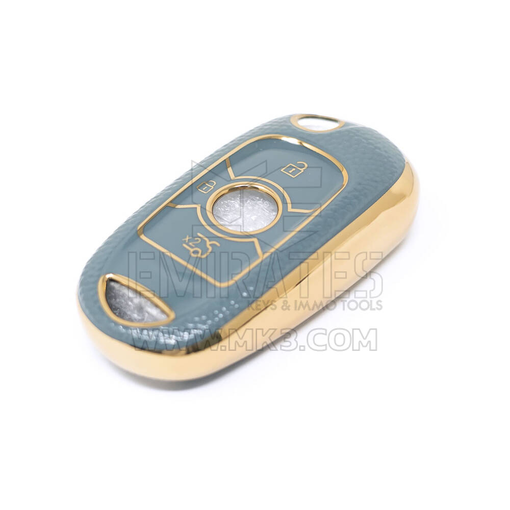 Novo aftermarket nano capa de couro dourado de alta qualidade para chave remota buick 3 botões cor cinza BK-B13J | Chaves dos Emirados