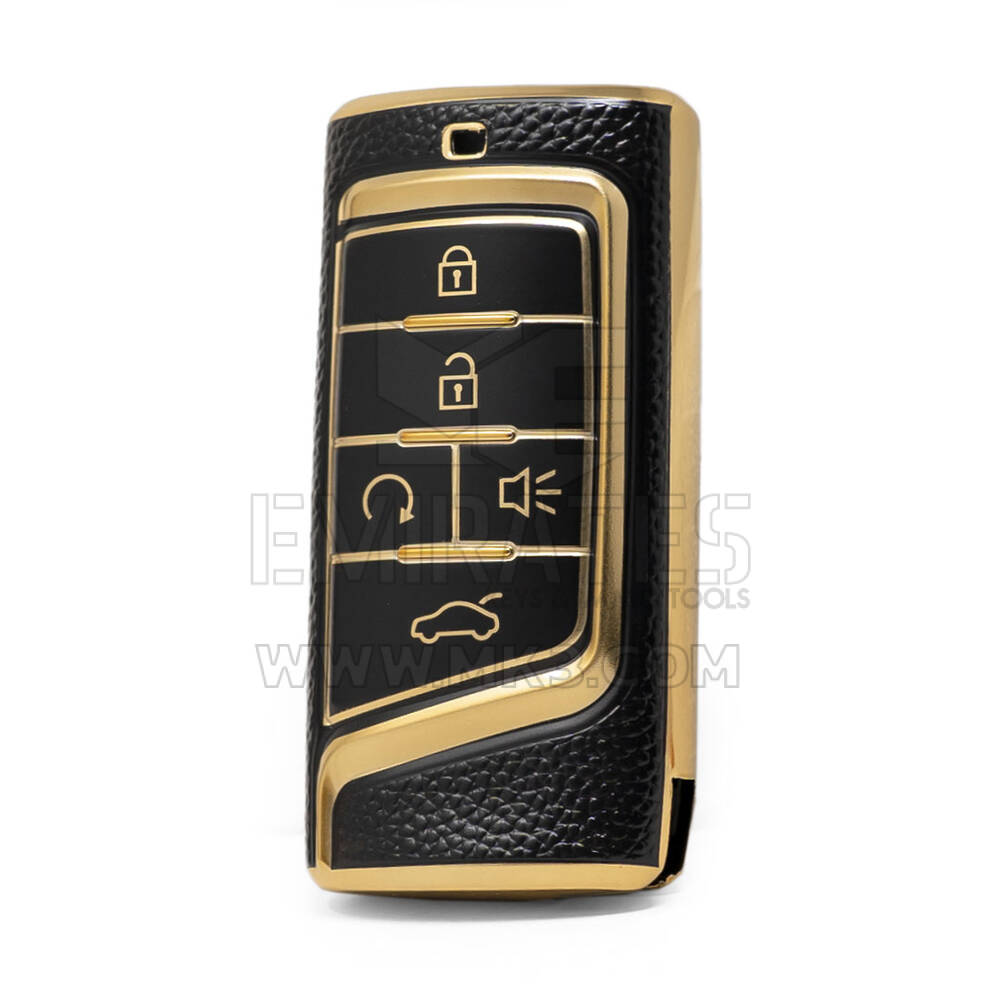Nano Funda de cuero dorado de alta calidad para llave remota Trumpchi, 5 botones, Color negro, CQ-A13J