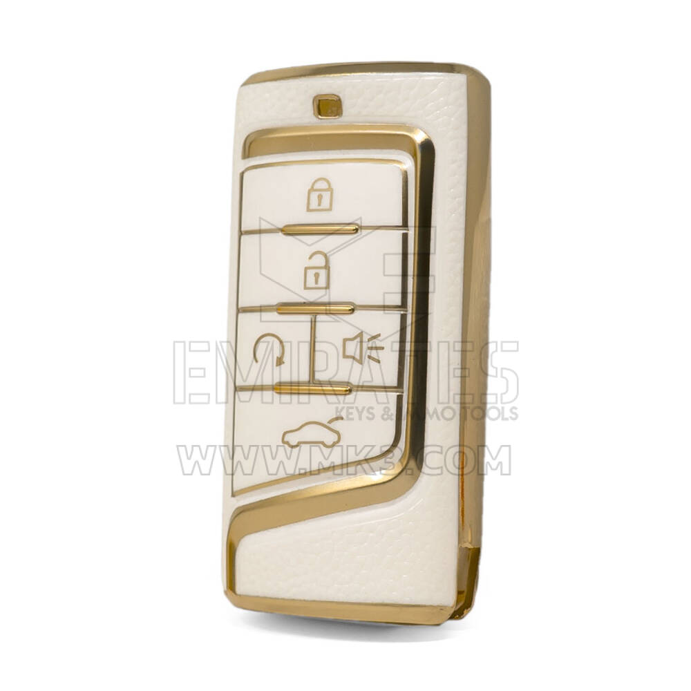 Nano Funda de cuero dorado de alta calidad para llave remota Trumpchi, 5 botones, Color blanco, CQ-A13J