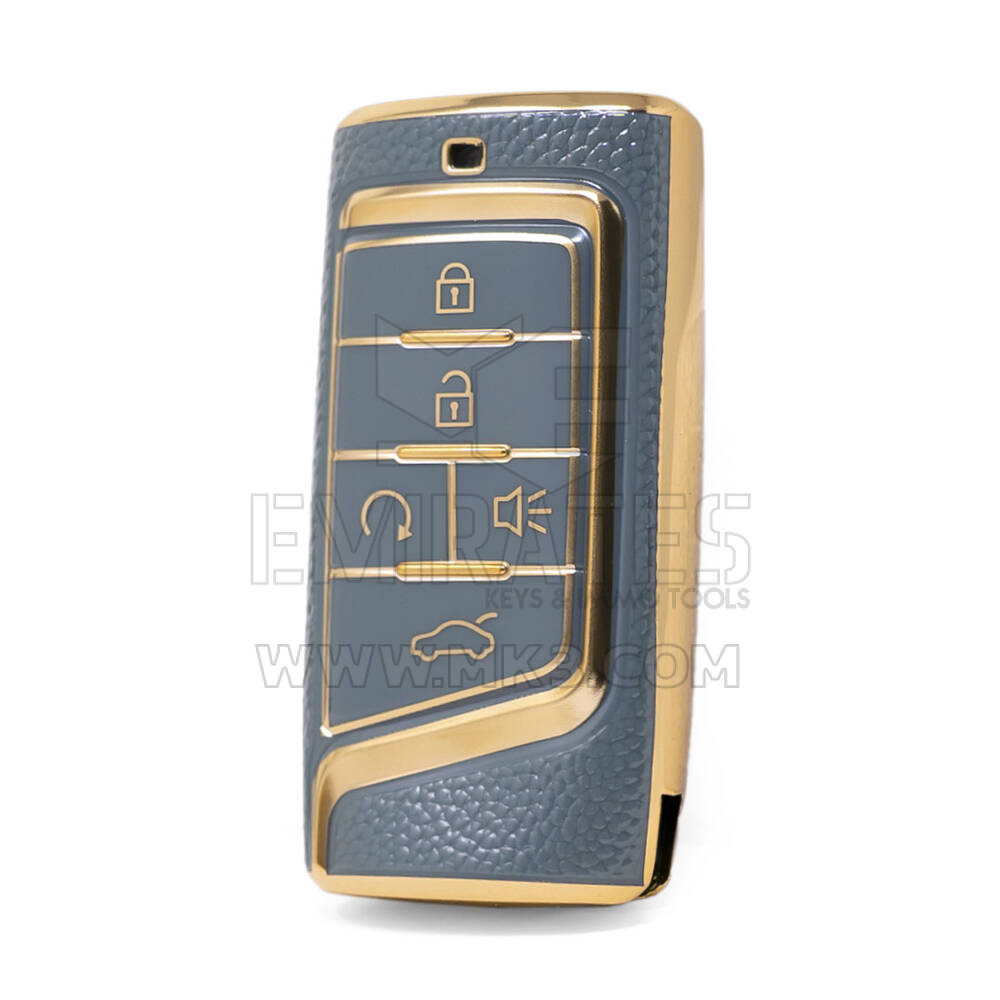 Nano Funda de cuero dorado de alta calidad para llave remota Trumpchi, 5 botones, Color gris, CQ-A13J