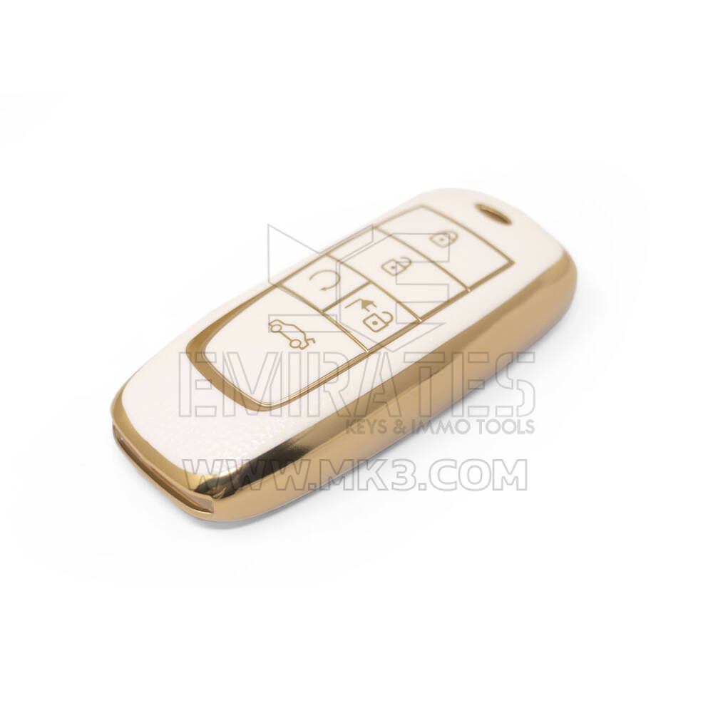 Nueva funda de cuero dorado Nano de alta calidad para mando a distancia Trumpchi, 5 botones, Color blanco, CQ-B13J | Cayos de los Emiratos