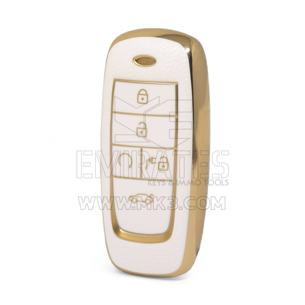 Nano Funda de cuero dorado de alta calidad para llave remota Trumpchi, 5 botones, Color blanco, CQ-B13J
