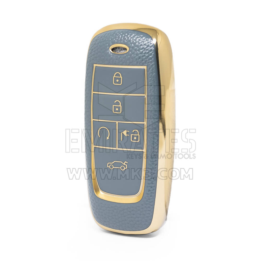 Nano Funda de cuero dorado de alta calidad para llave remota Trumpchi, 5 botones, Color gris, CQ-B13J
