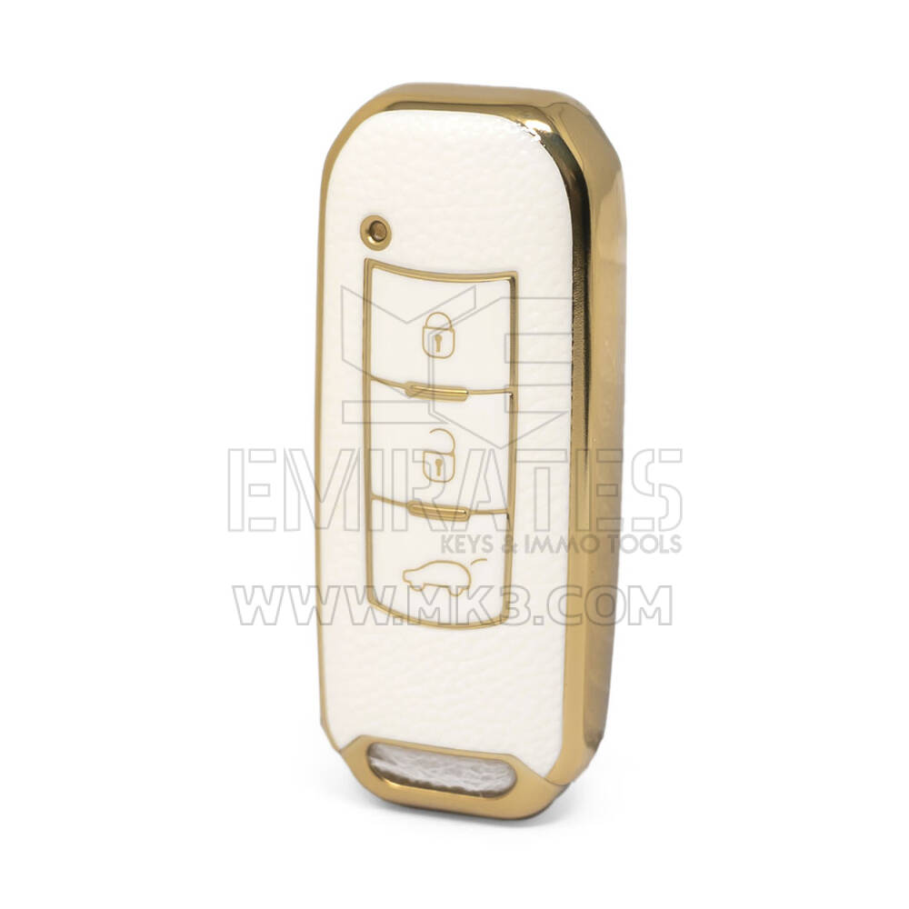 Nano Funda de cuero dorado de alta calidad para llave remota Trumpchi, 3 botones, Color blanco, CQ-C13J