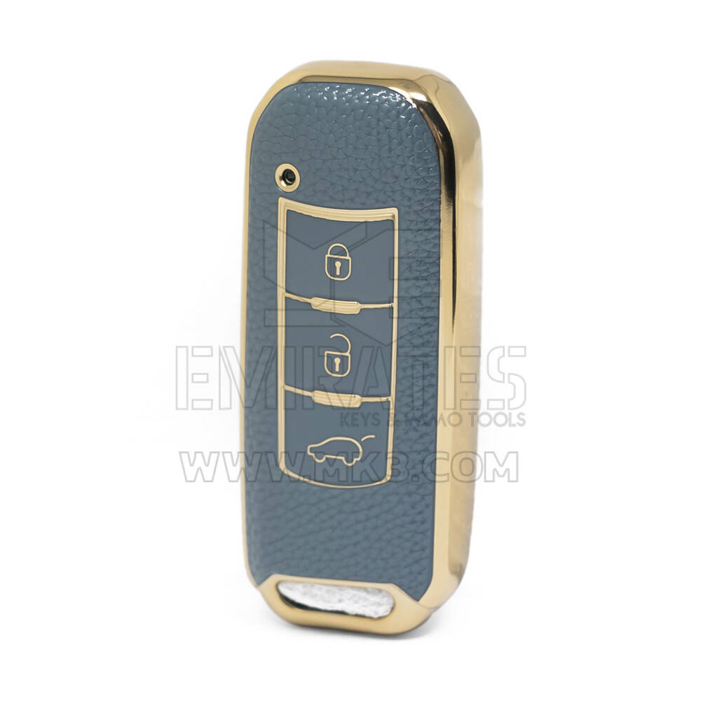 Nano Funda de cuero dorado de alta calidad para llave remota Trumpchi, 3 botones, Color gris, CQ-C13J