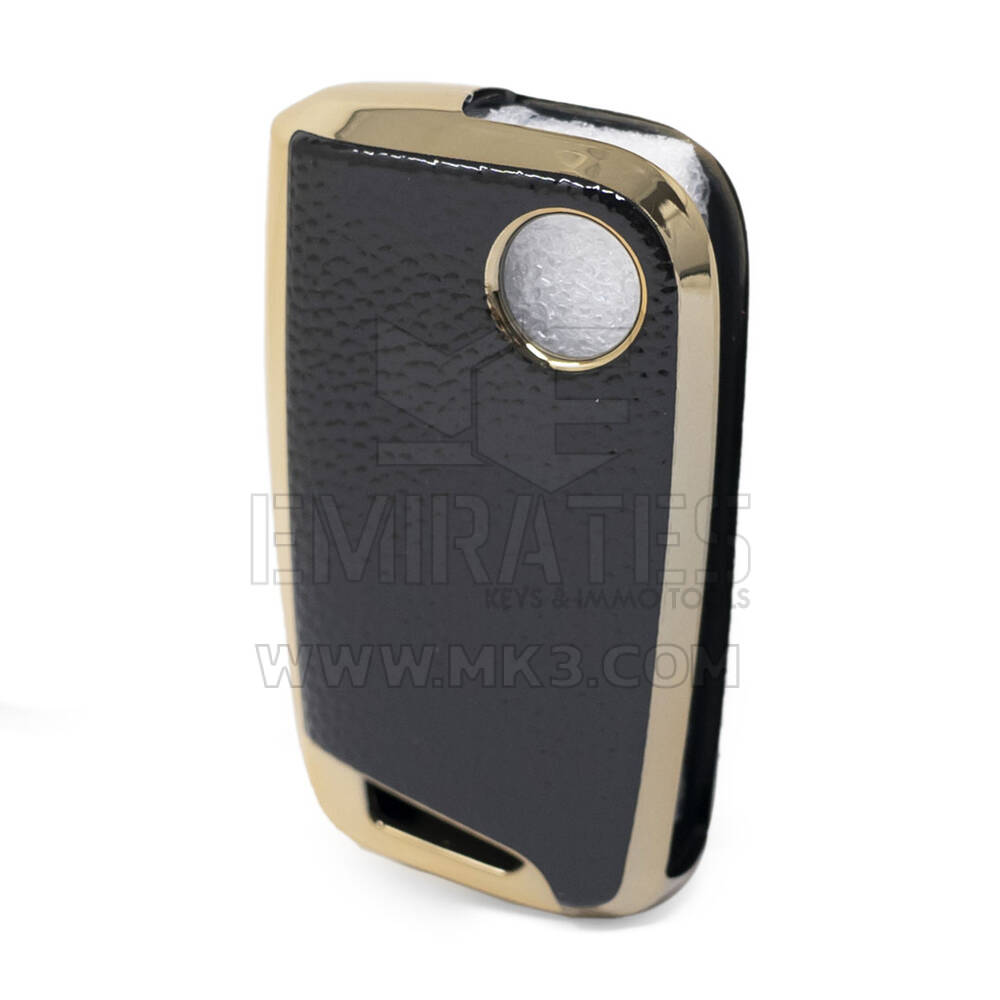 Nano Gold Leather Cover For VW Flip Key 3B Black VW-B13J | MK3