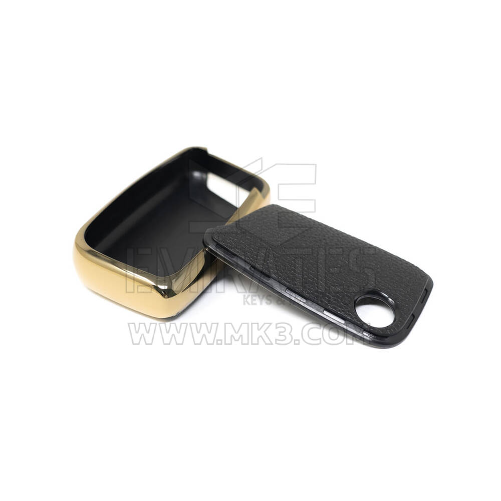 New Aftermarket Nano High Quality Gold Leather Cover For Volkswagen Remote Key 3 Buttons Black Color VW-D13J | Emirates Keys