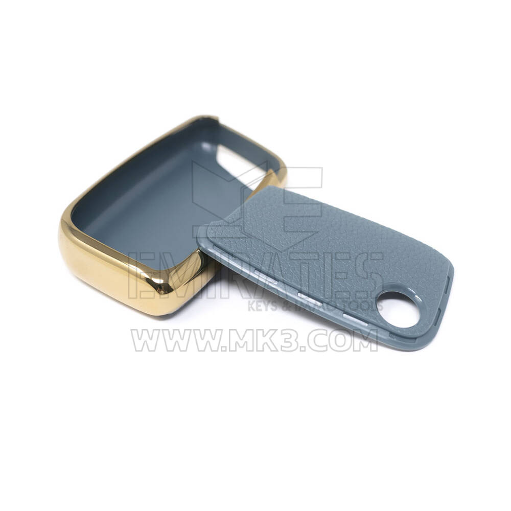 New Aftermarket Nano High Quality Gold Leather Cover For Volkswagen Remote Key 3 Buttons Gray Color VW-D13J | Emirates Keys