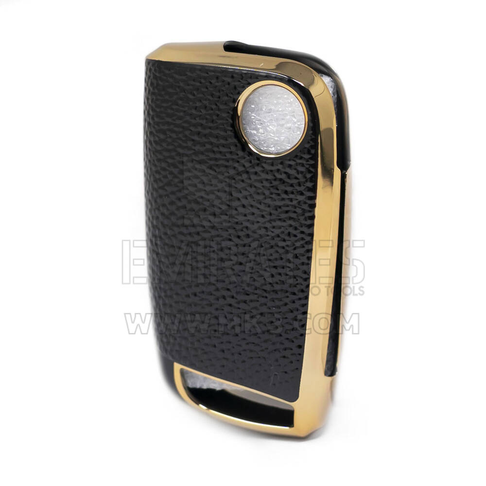 Funda de Cuero Nano Dorada para VW Flip Key 3B Negro VW-E13J | MK3
