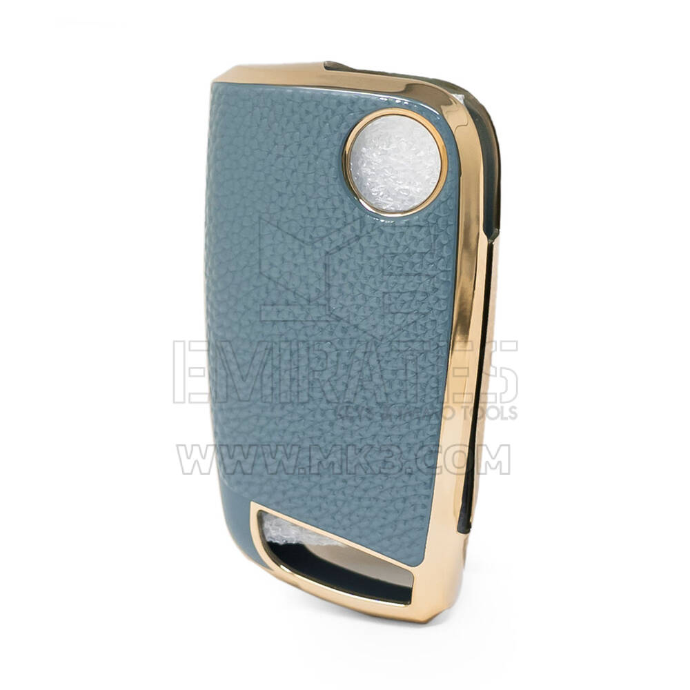 Nano Gold Leather Cover For VW Flip Key 3B Gray  VW-E13J | MK3