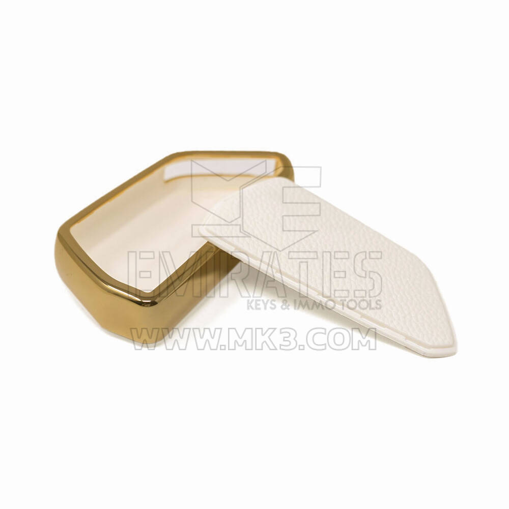 New Aftermarket Nano High Quality Gold Leather Cover For Volkswagen Remote Key 3 Buttons White Color VW-G13J | Emirates Keys