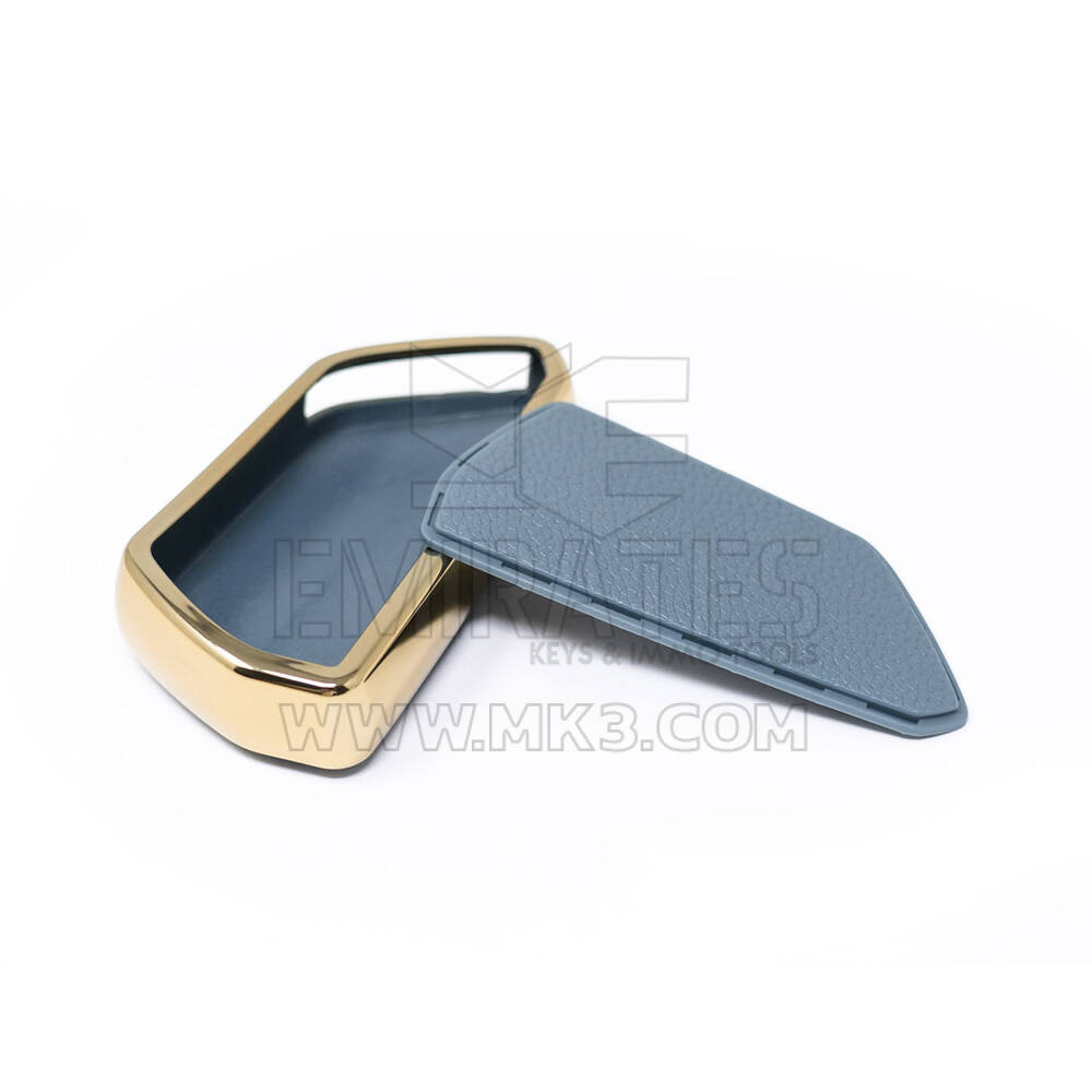 New Aftermarket Nano High Quality Gold Leather Cover For Volkswagen Remote Key 3 Buttons Gray Color VW-G13J | Emirates Keys