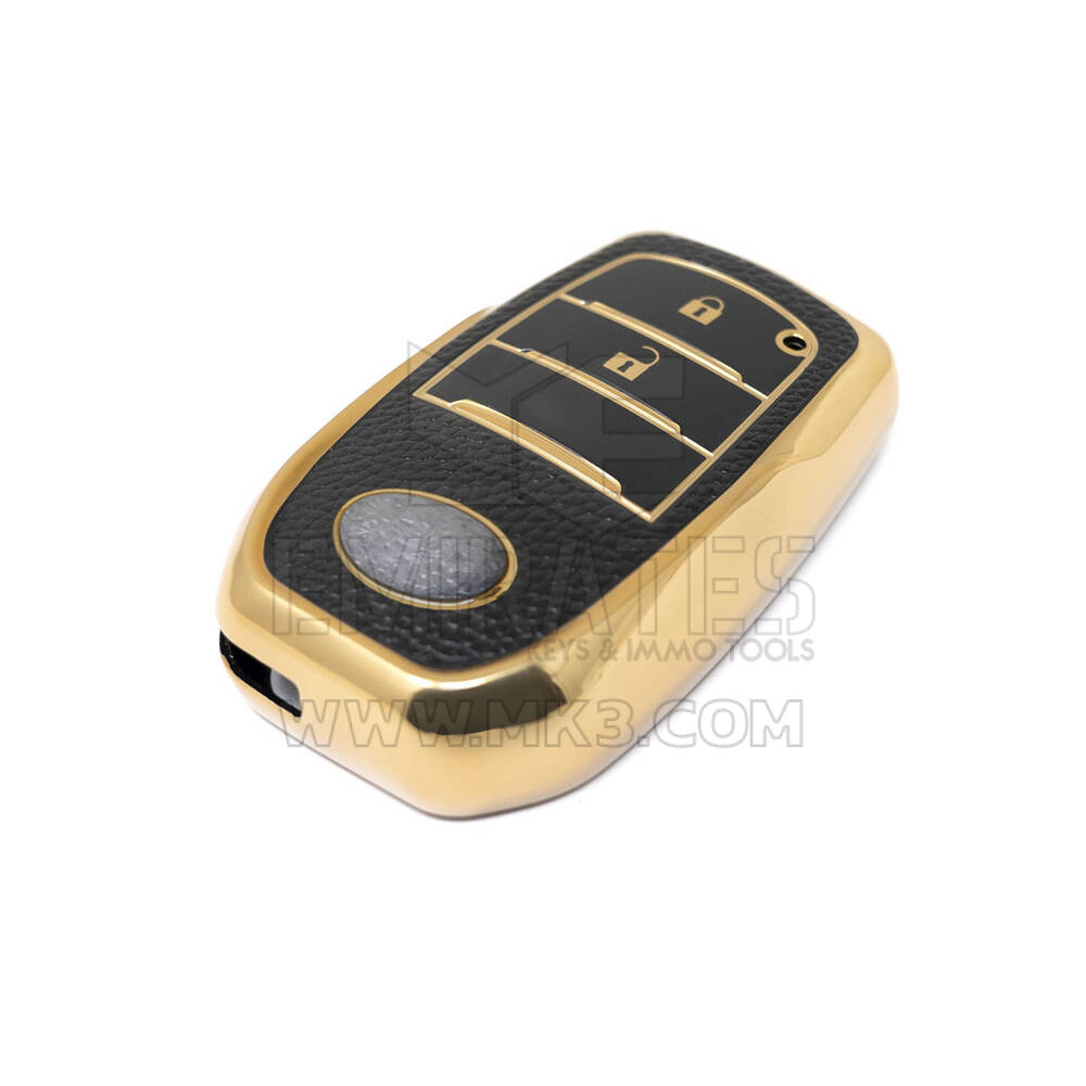 New Aftermarket Nano High Quality Gold Leather Cover For Toyota Remote Key 2 Buttons Black Color TYT-A13J2 | Emirates Keys