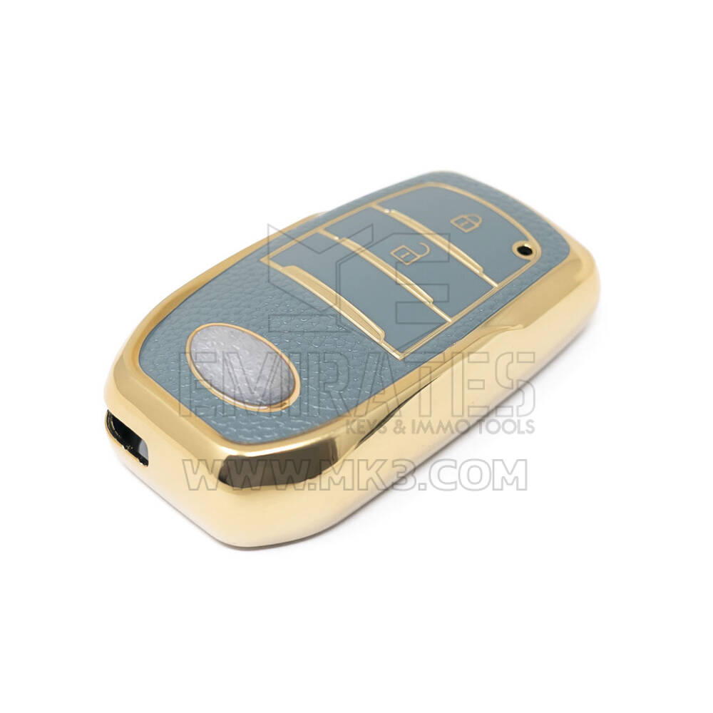 New Aftermarket Nano High Quality Gold Leather Cover For Toyota Remote Key 2 Buttons Gray Color TYT-A13J2 | Emirates Keys