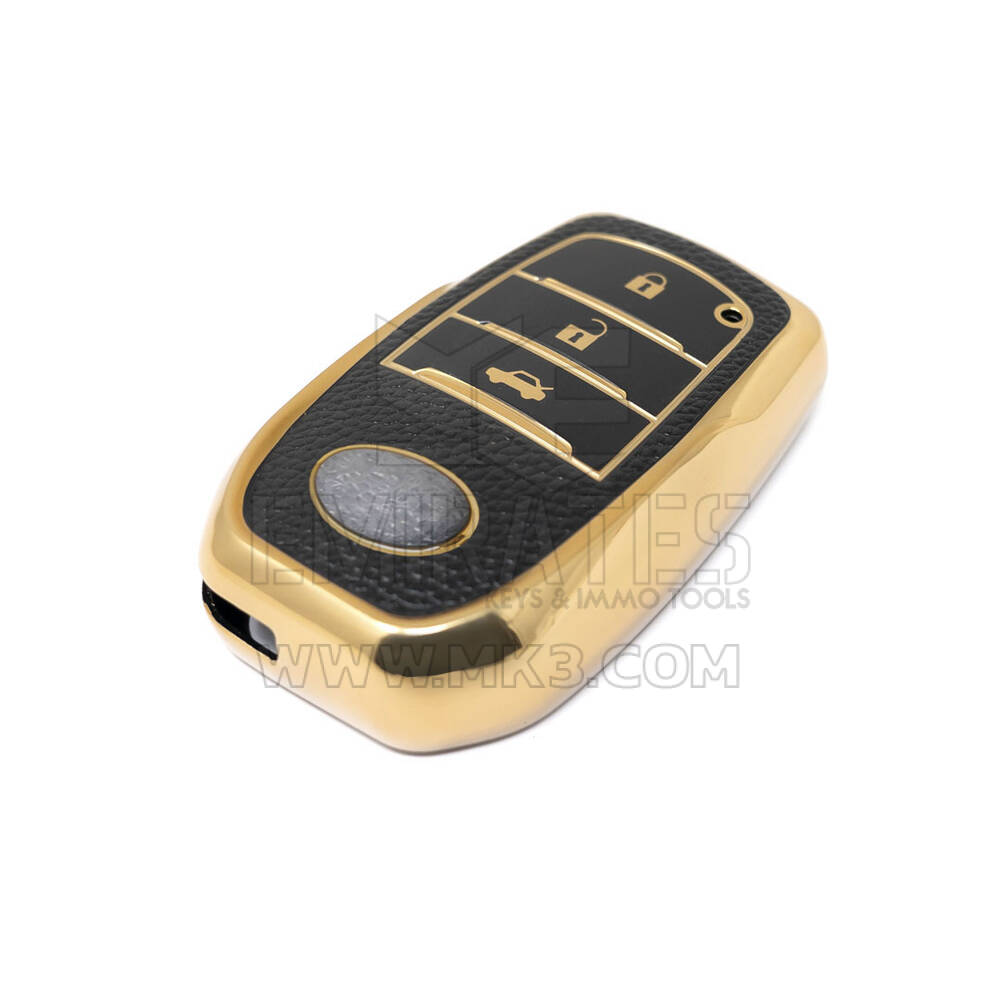 New Aftermarket Nano High Quality Gold Leather Cover For Toyota Remote Key 3 Buttons Black Color TYT-A13J3 | Emirates Keys