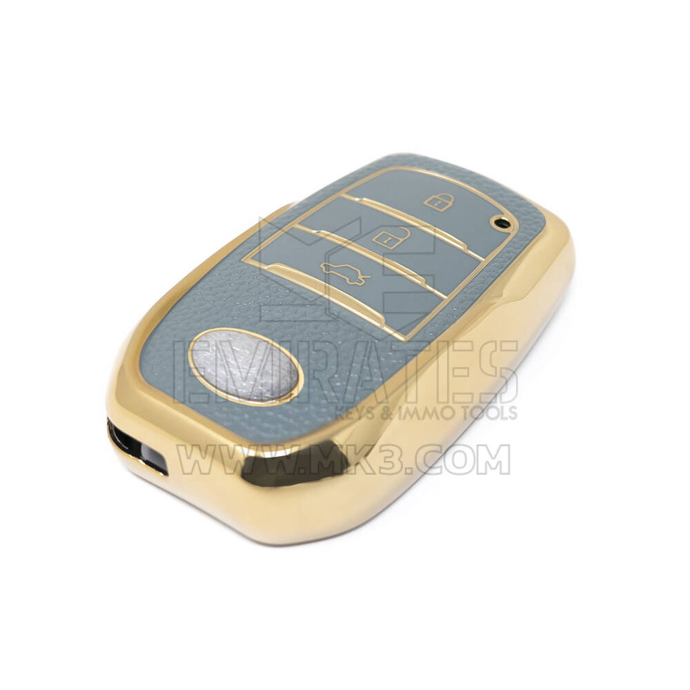 New Aftermarket Nano High Quality Gold Leather Cover For Toyota Remote Key 3 Buttons Gray Color TYT-A13J3 | Emirates Keys