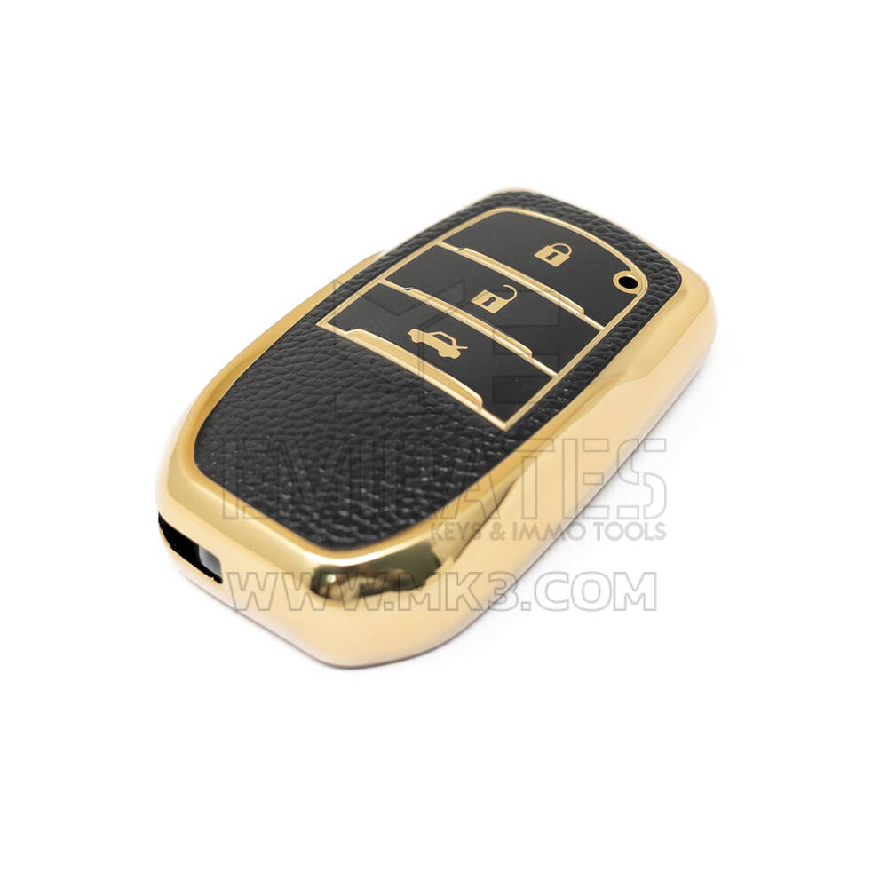 New Aftermarket Nano High Quality Gold Leather Cover For Toyota Remote Key 3 Buttons Black Color TYT-A13J3H | Emirates Keys