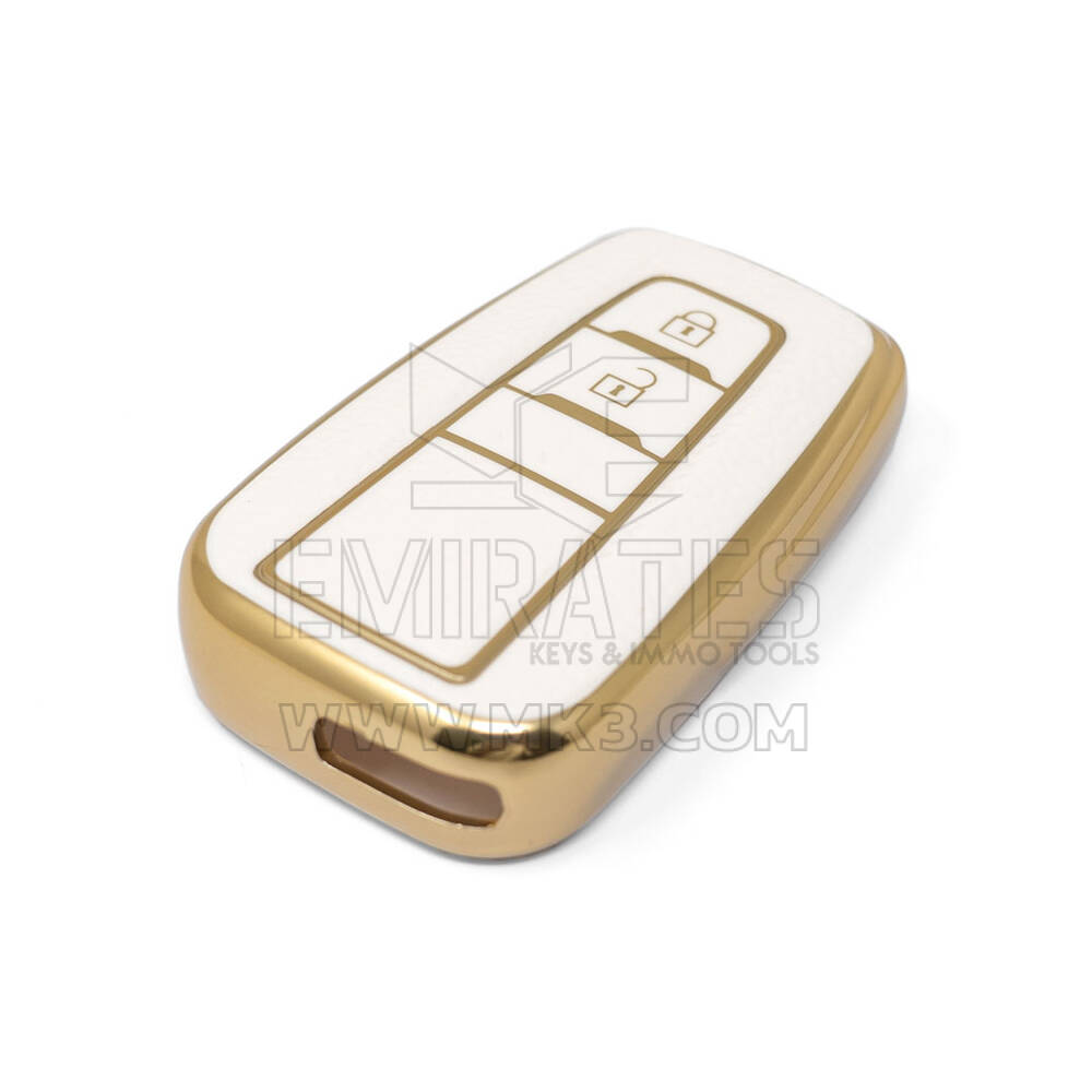 New Aftermarket Nano High Quality Gold Leather Cover For Toyota Remote Key 2 Buttons White Color TYT-B13J2 | Emirates Keys