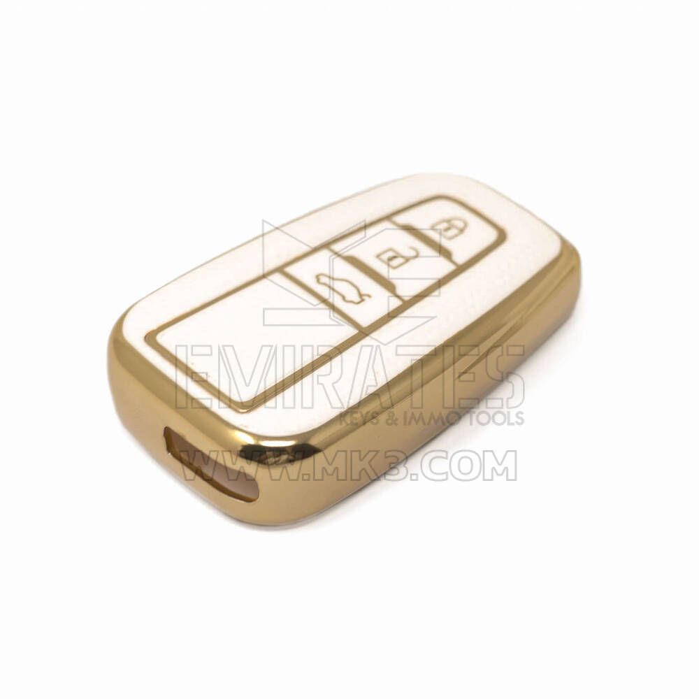 Novo aftermarket nano capa de couro dourado de alta qualidade para chave remota toyota 3 botões cor branca TYT-B13J3B Chaves dos Emirados