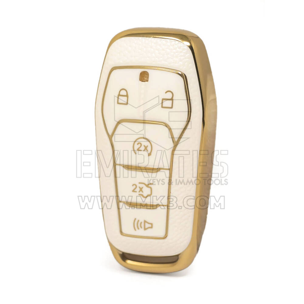Nano – housse en cuir doré de haute qualité, pour clé télécommande Ford, 5 boutons, couleur blanche, Ford-A13J