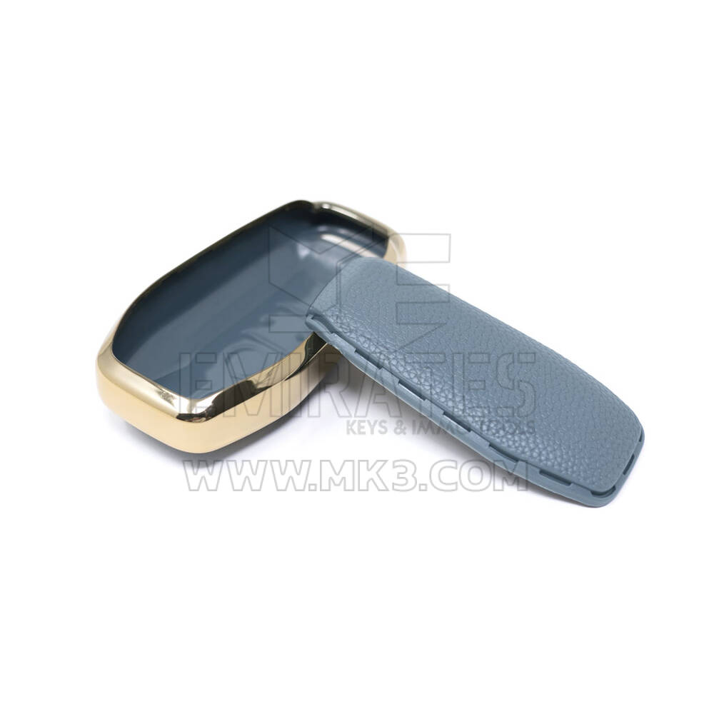 New Aftermarket Nano High Quality Gold Leather Cover For Ford Remote Key 5 Buttons Gray Color Ford-A13J | Emirates Keys