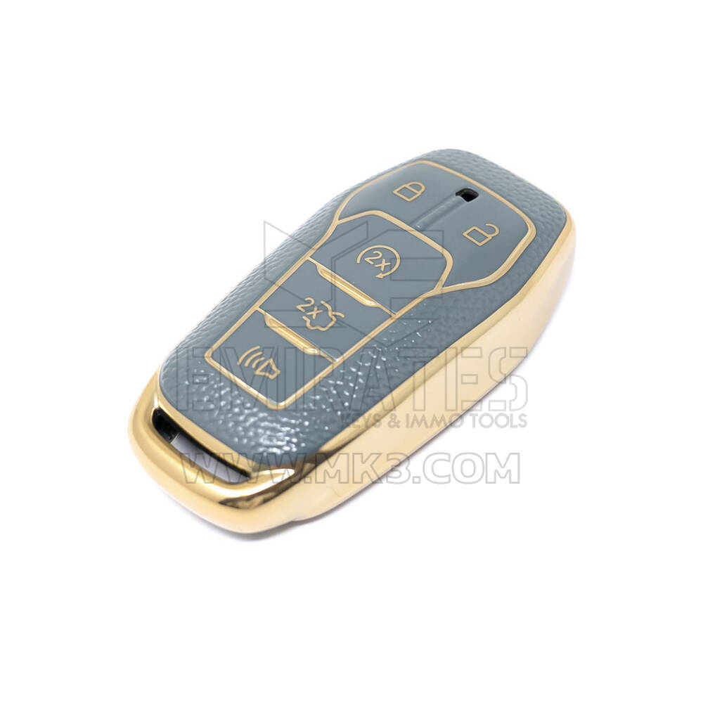 Housse en cuir doré de haute qualité pour clé télécommande Ford, 5 boutons, couleur grise, Ford-A13J, nouveau marché secondaire | Clés des Émirats