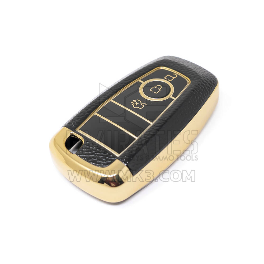 New Aftermarket Nano High Quality Gold Leather Cover For Ford Remote Key 3 Buttons Black Color Ford-B13J3 | Emirates Keys