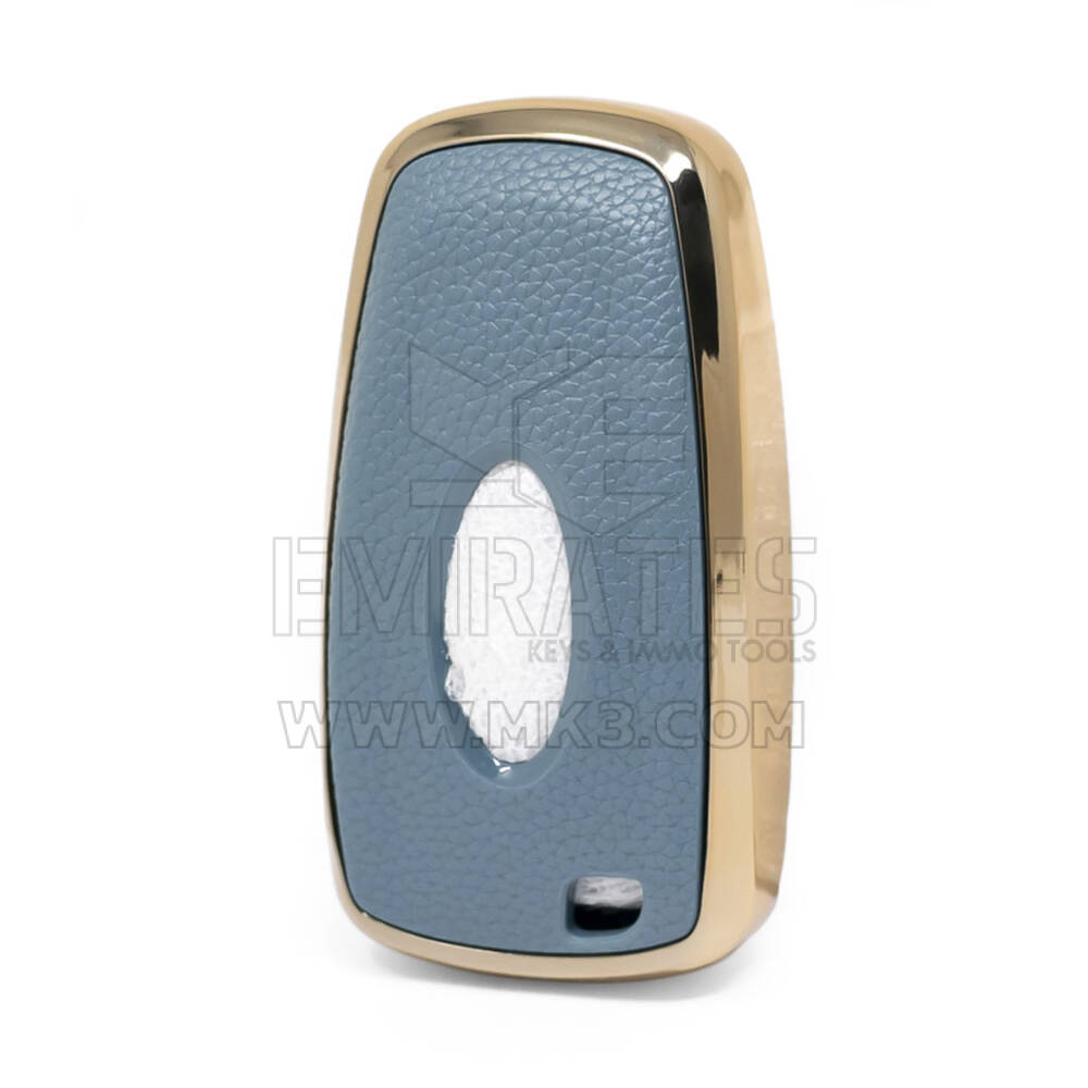 Кожаный чехол с нано-золотистым покрытием Ford Remote Key 3B, серый Ford-B13J3 | МК3
