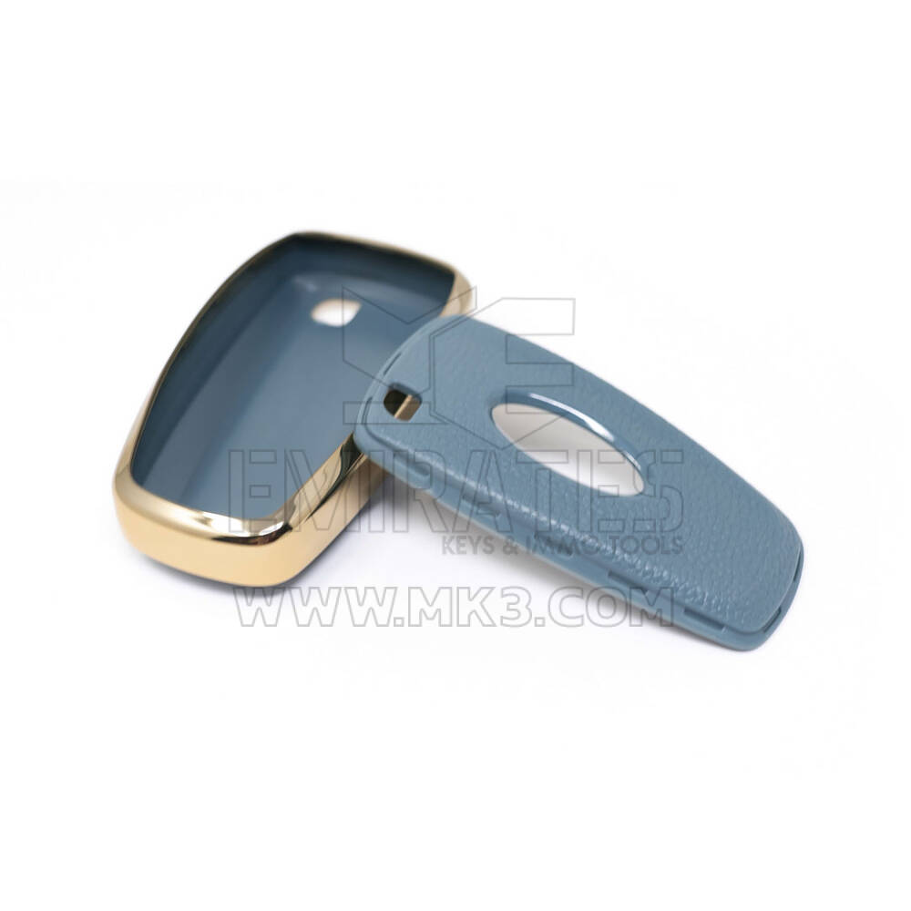 New Aftermarket Nano High Quality Gold Leather Cover For Ford Remote Key 3 Buttons Gray Color Ford-B13J3 | Emirates Keys