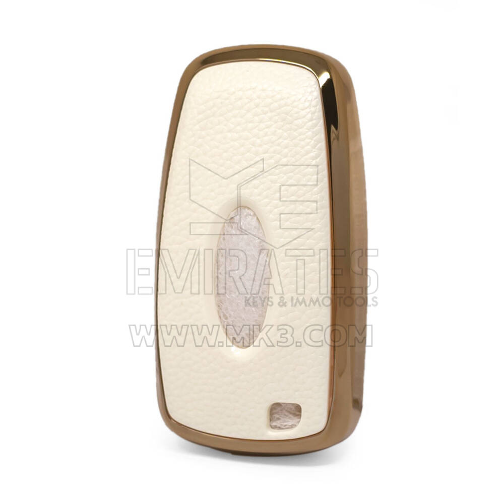 Кожаный чехол с нано-золотым покрытием Ford Remote Key 4B, белый Ford-B13J4 | МК3