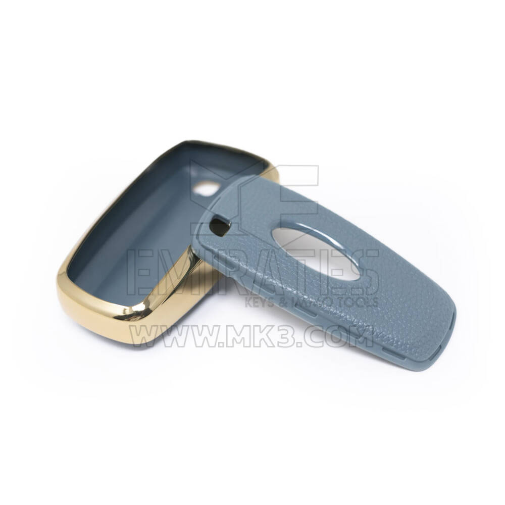 New Aftermarket Nano High Quality Gold Leather Cover For Ford Remote Key 4 Buttons Gray Color Ford-B13J4 | Emirates Keys
