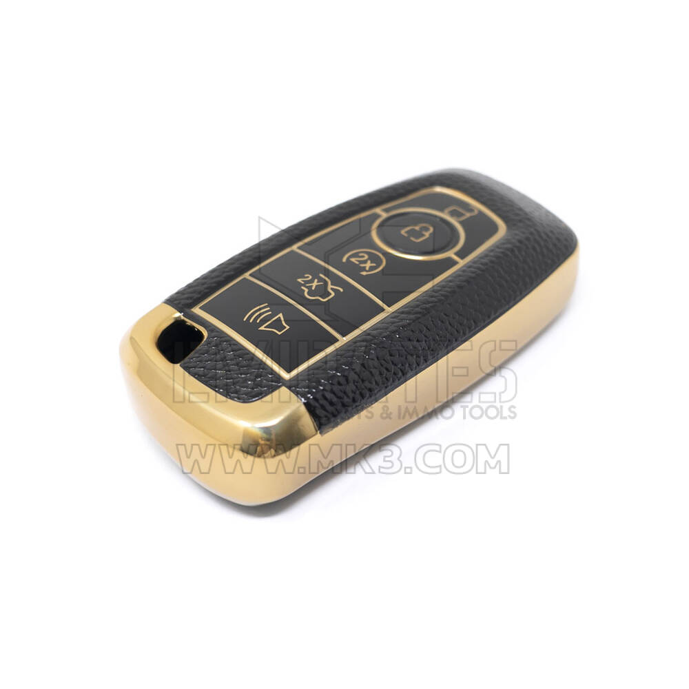 New Aftermarket Nano High Quality Gold Leather Cover For Ford Remote Key 5 Buttons Black Color Ford-B13J5 | Emirates Keys