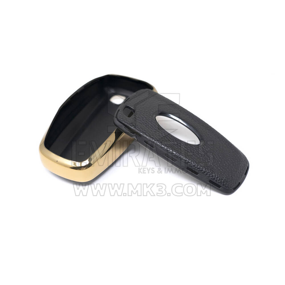 New Aftermarket Nano High Quality Gold Leather Cover For Ford Remote Key 5 Buttons Black Color Ford-B13J5 | Emirates Keys